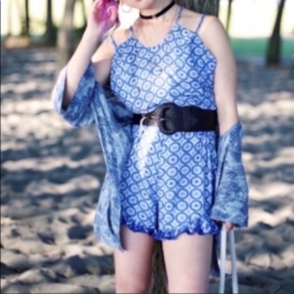 Made by MINKPINK Blue Medallion Romper - Picture 1 of 7